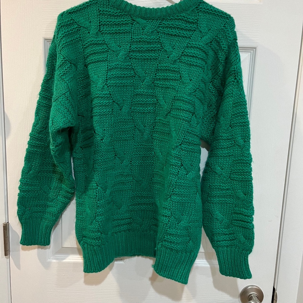 Vintage Boundary Water Long Sleeve Green Sweater Medium Knit D01